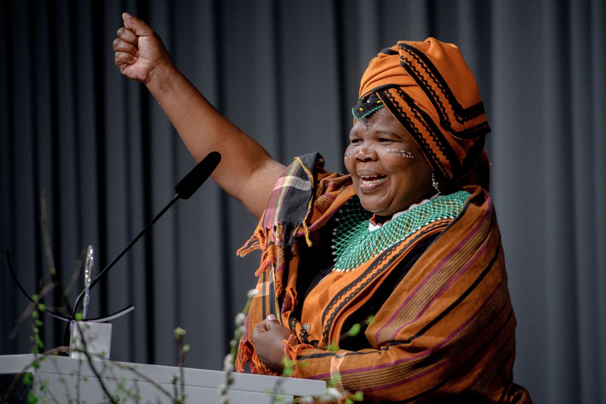 Nomarussia Bonase gives a speech